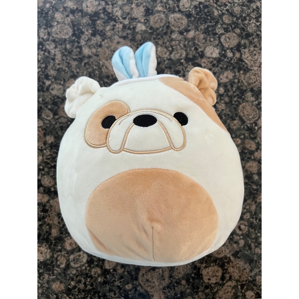 Squishmallow Brock the Bulldog Easter Bunny Ears Plush 8 inch Tan White Q042